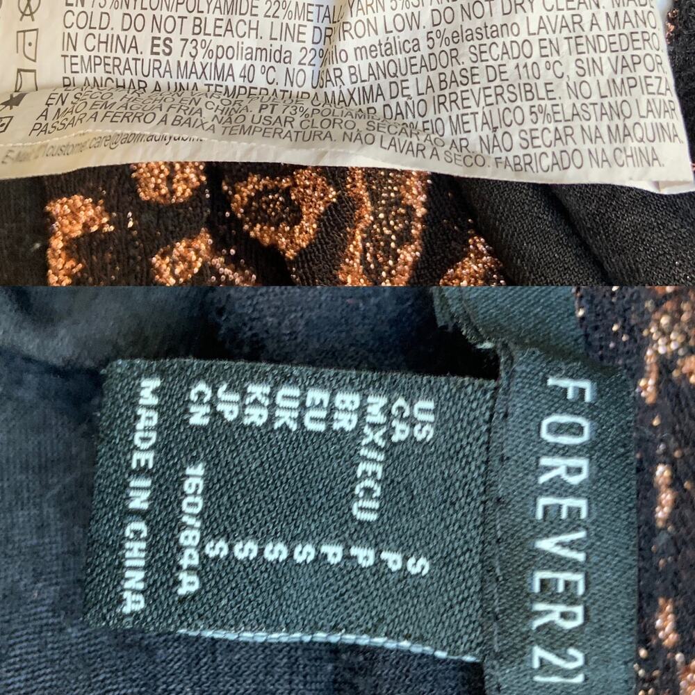 Forever 21 Black Rose Gold Cheetah Print Cowl Neck Strappy Mini Dress Small - Picture 9 of 9